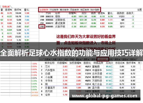 全面解析足球心水指数的功能与应用技巧详解
