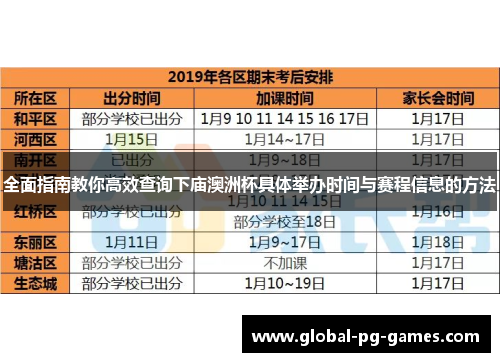 全面指南教你高效查询下庙澳洲杯具体举办时间与赛程信息的方法